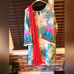 Lawn shirt with beautiful embroidered sleeves with crush pink doppta